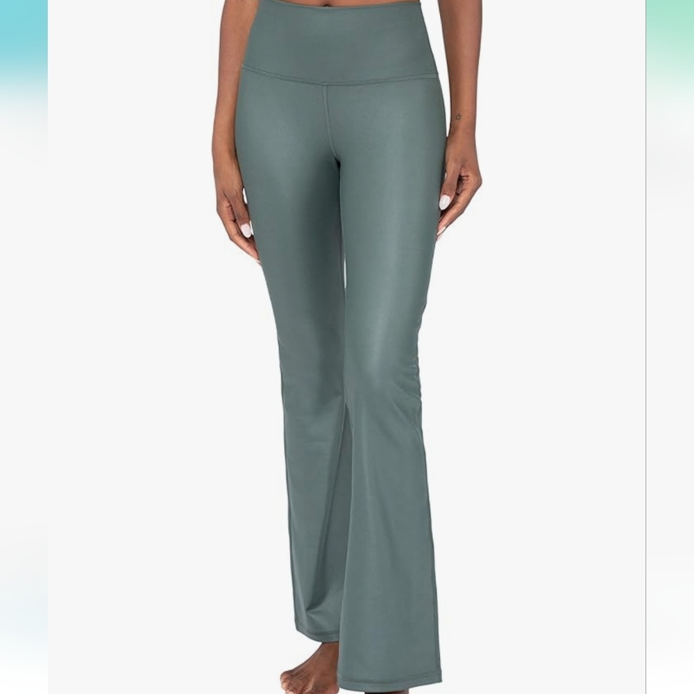 NWT Faux Leather Green Yoga Pants/Flare